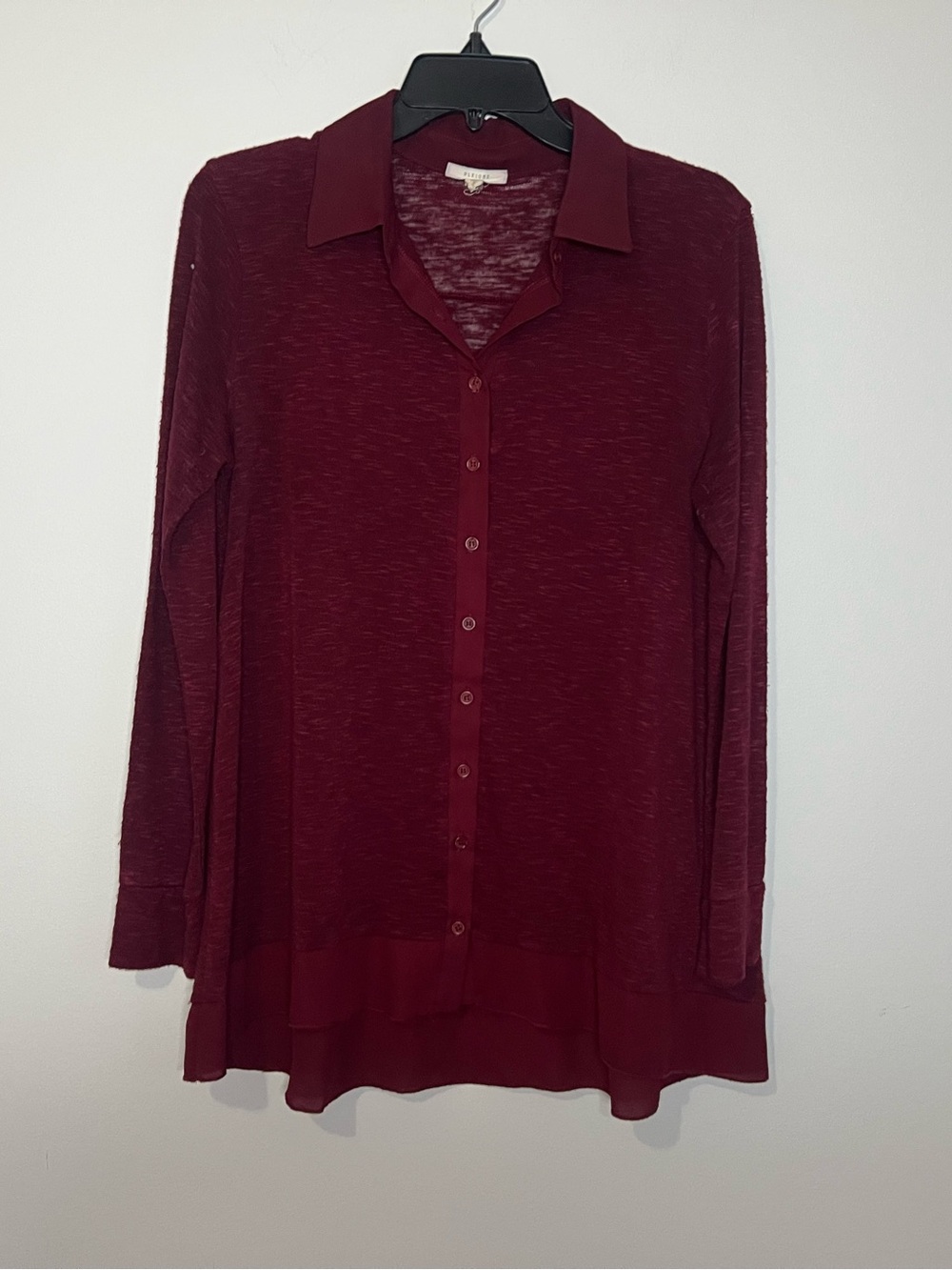 Pleione Long Sleeve Button-Down Shirt - Deep Burgundy